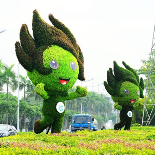 動(dòng)漫卡通綠色植物雕塑立體花壇