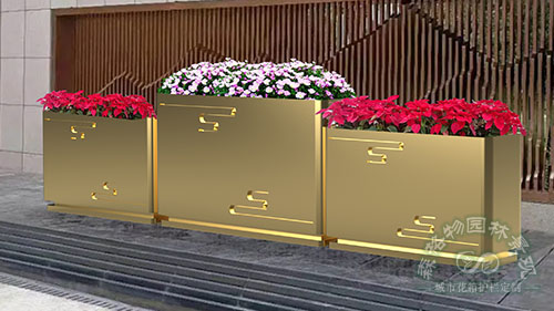 金色系街道室外擺不銹鋼花箱