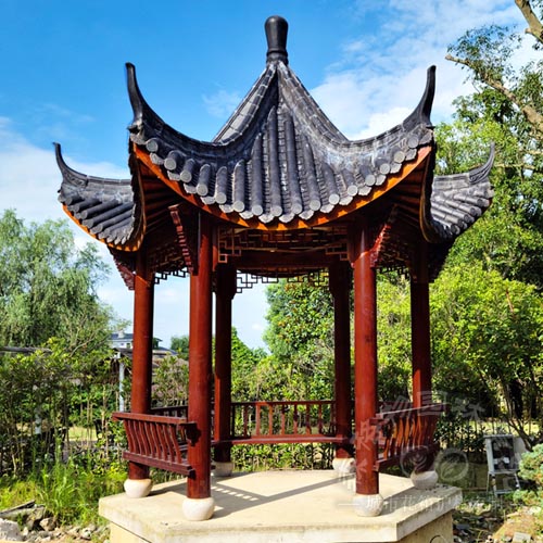 戶外六角防腐木涼亭