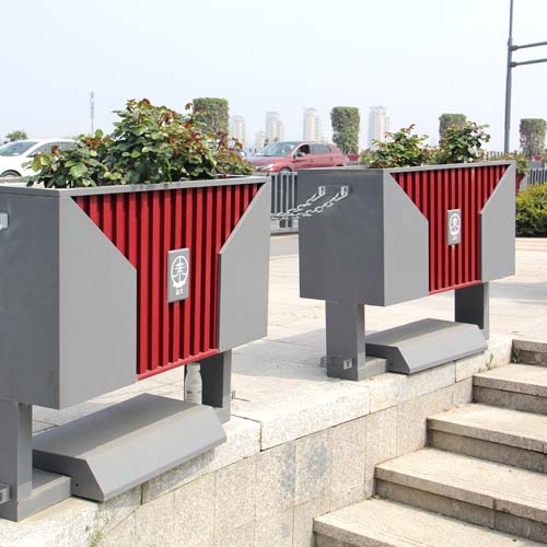 中國(guó)紅鐵藝道路鈑金花箱