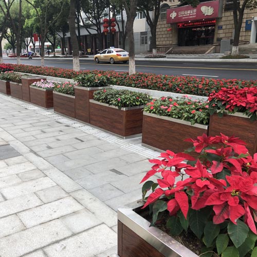 紅橡木紋不銹鋼花箱