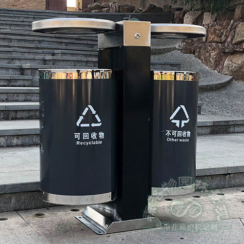 圓形不銹鋼雙桶垃圾箱