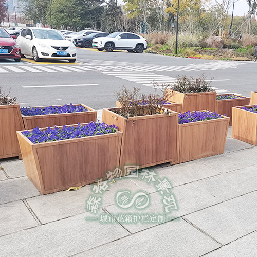 公園景區(qū)仿木紋不銹鋼花箱