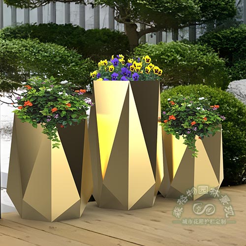 多邊形金色道路景觀花箱